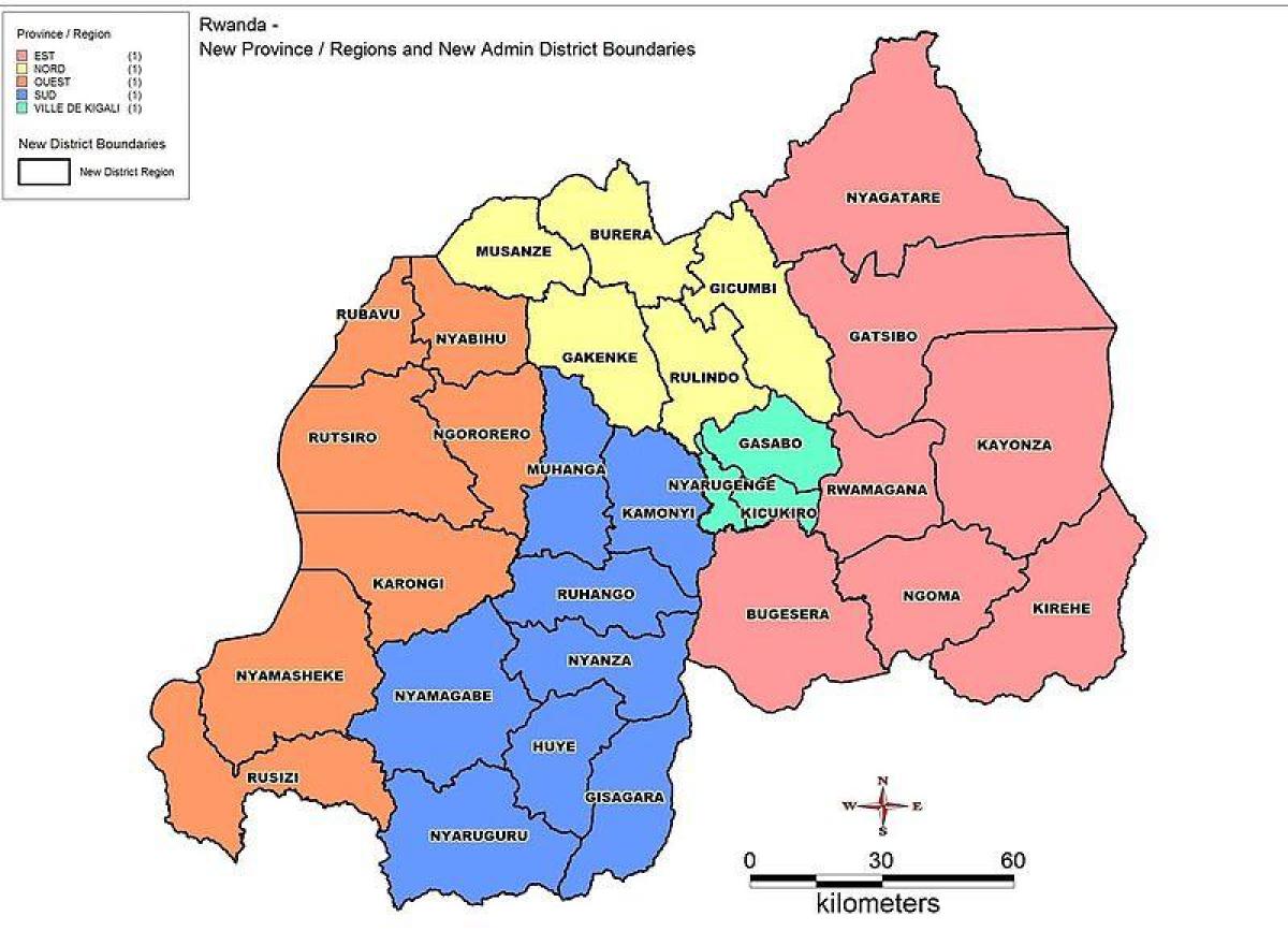 bản đồ của Rwanda bản đồ tỉnh