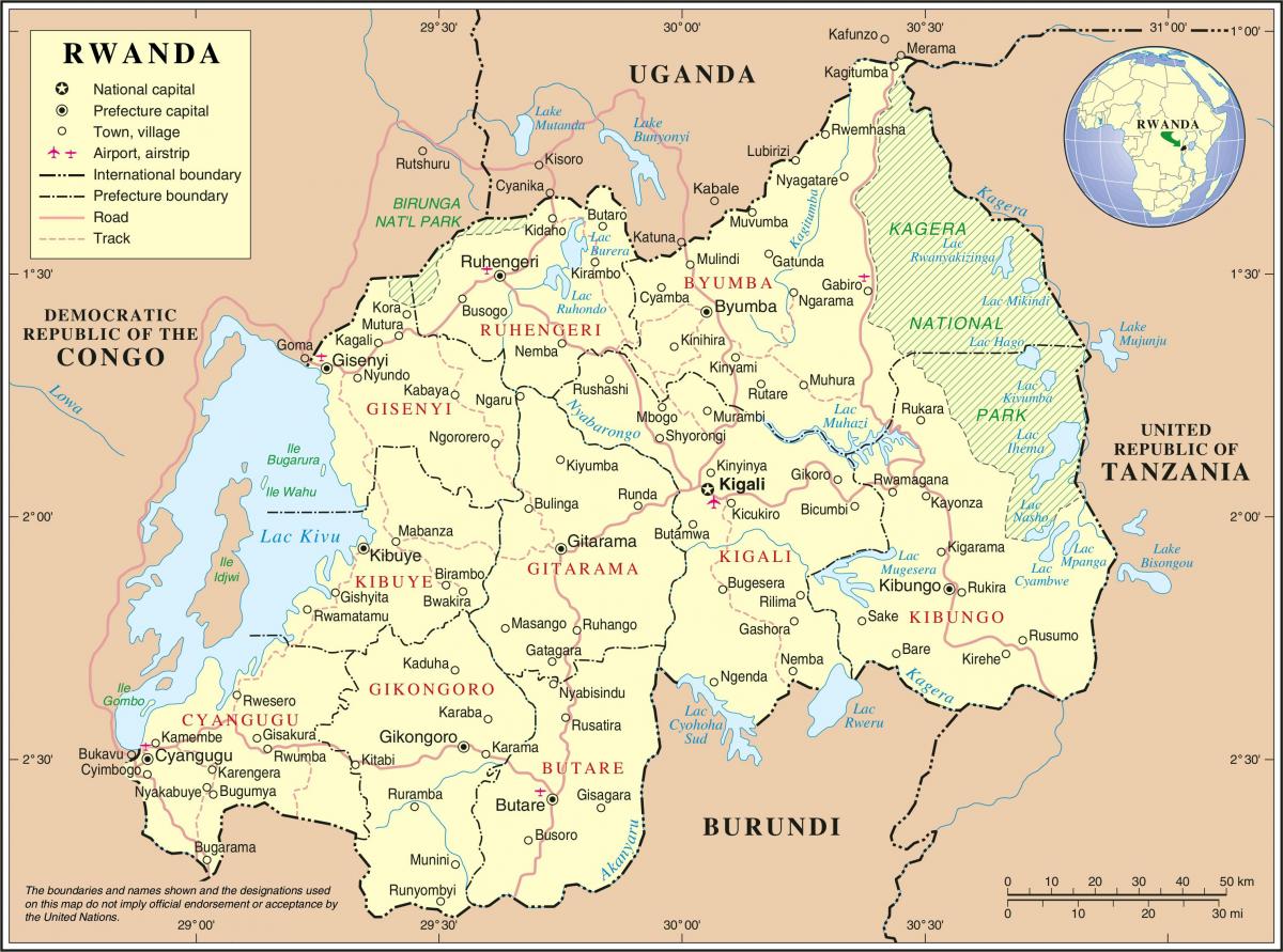bản đồ của hành chính bản đồ của Rwanda
