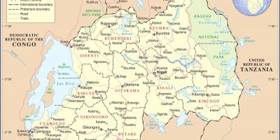 Bản đồ của bản đồ Rwanda nước xung quanh